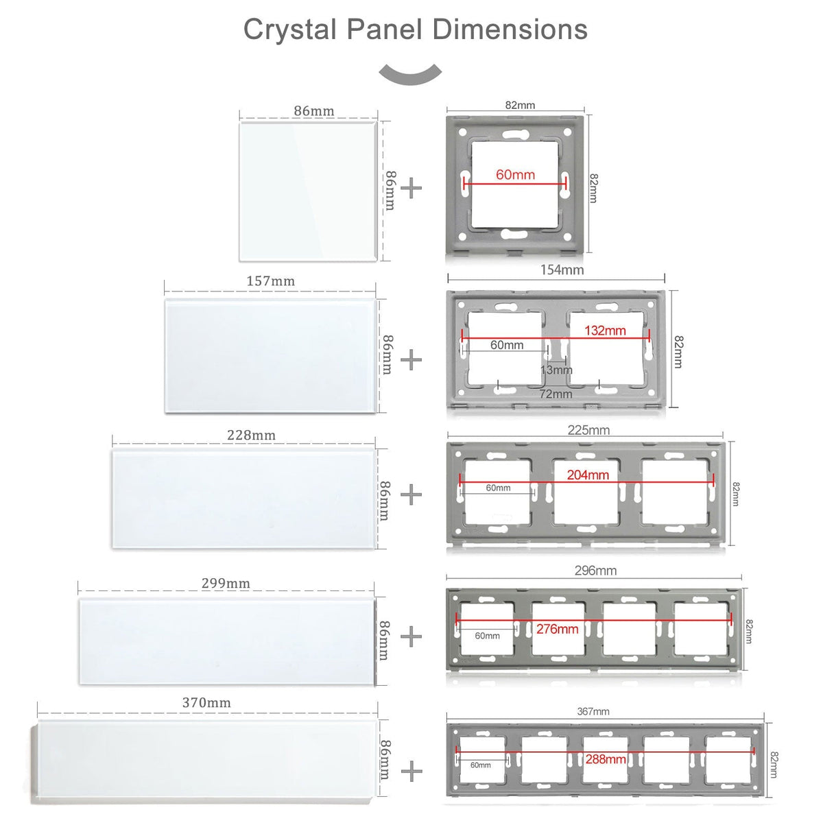 BSEED Crystal Glass Switch Panel Customizable Wall Switch Cover with Personalized Icon Options Wall Plates & Covers Bseedswitch