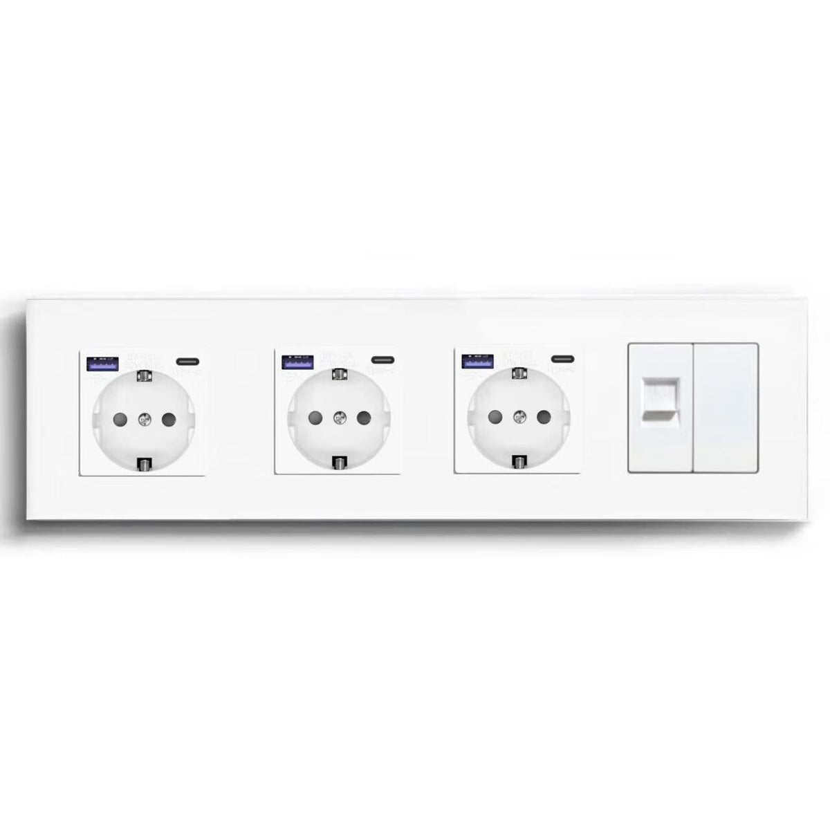 BSEED Product Customization Bseedswitch triple eu socket with usb-c port with cat6 socket and blank key