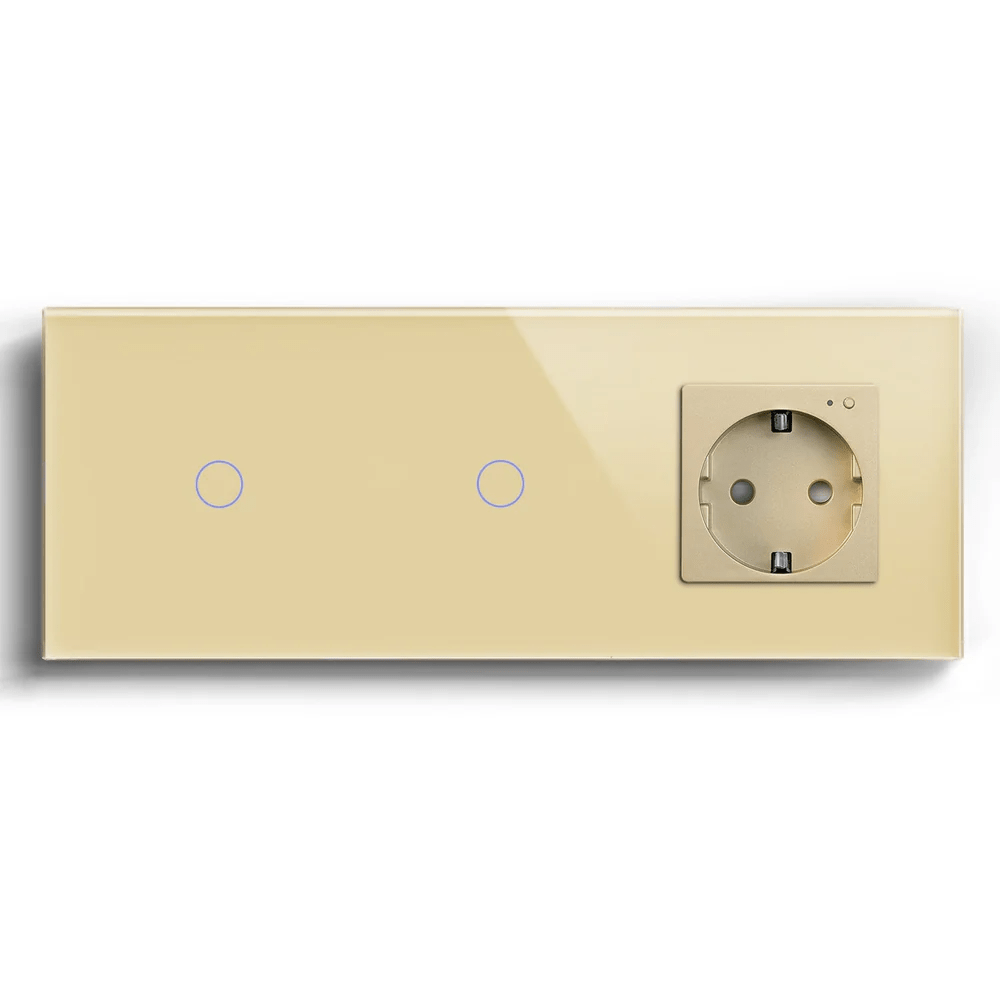 BSEED Product Customization Bseedswitch double zigbee 1gang switch with zigbee eu socket with energy monitoring gold