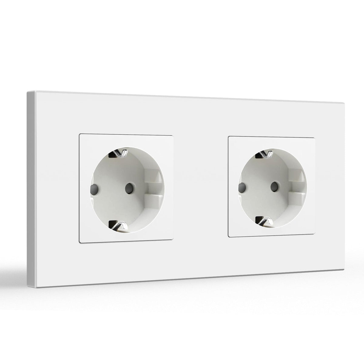 BSEED EU Wall Sockets Power Outlets Glass Panel 16A Power Outlets & Sockets Bseedswitch White Double Plastic Panel