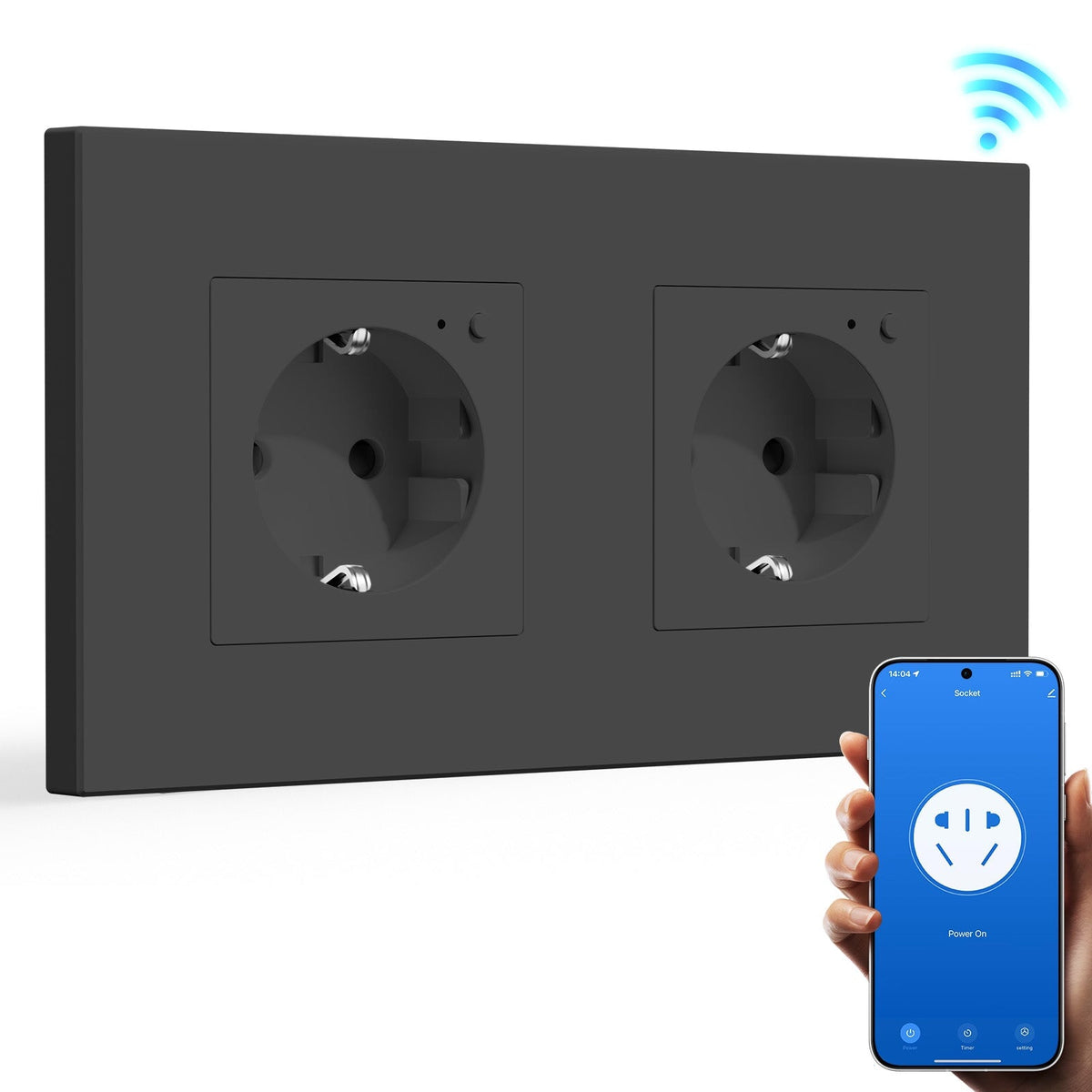 BSEED Wifi EU Wall Sockets Single Power Outlets Kids Protection Power Outlets & Sockets Bseedswitch black Double Plastic