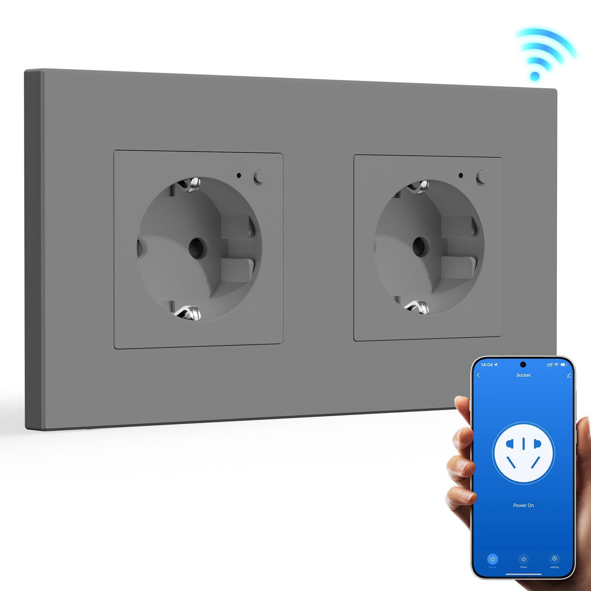 BSEED Wifi EU Wall Sockets Single Power Outlets Kids Protection Power Outlets & Sockets Bseedswitch grey Double Plastic