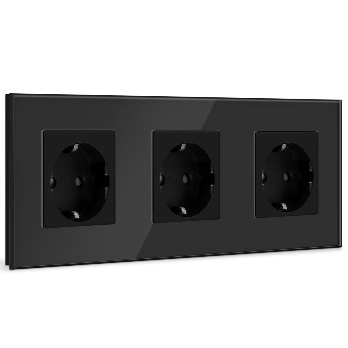 BSEED EU Wall Sockets Power Outlets Glass Panel 16A Power Outlets & Sockets Bseedswitch Black Triple