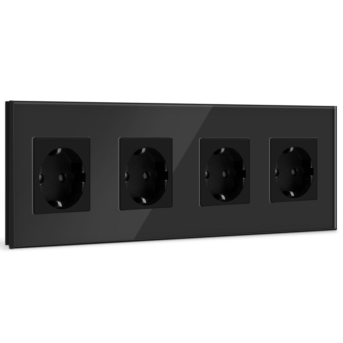 BSEED EU Wall Sockets Power Outlets Glass Panel 16A Power Outlets & Sockets Bseedswitch Black Quadruple