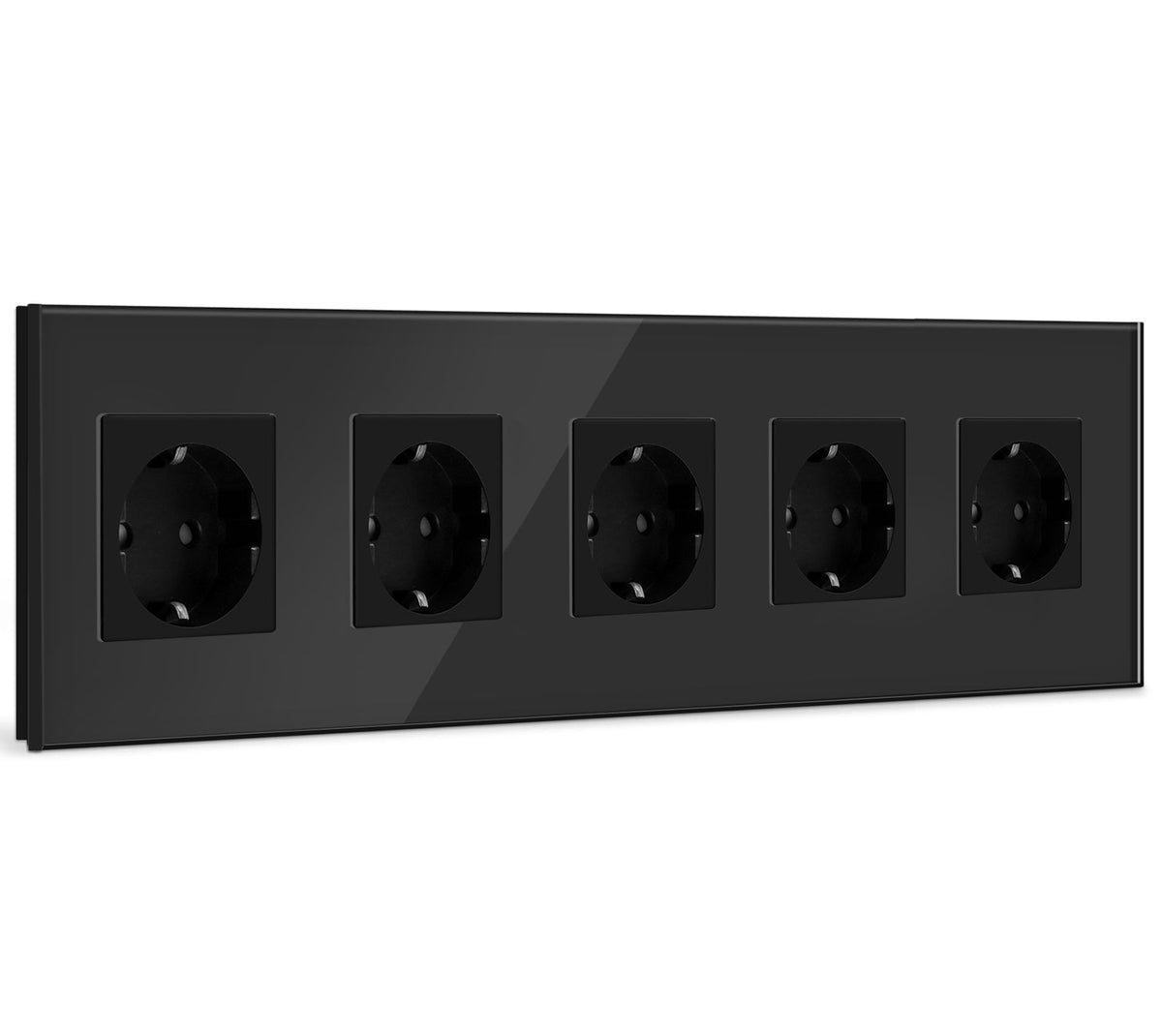 BSEED EU Wall Sockets Power Outlets Glass Panel 16A Power Outlets & Sockets Bseedswitch Black Quintuple