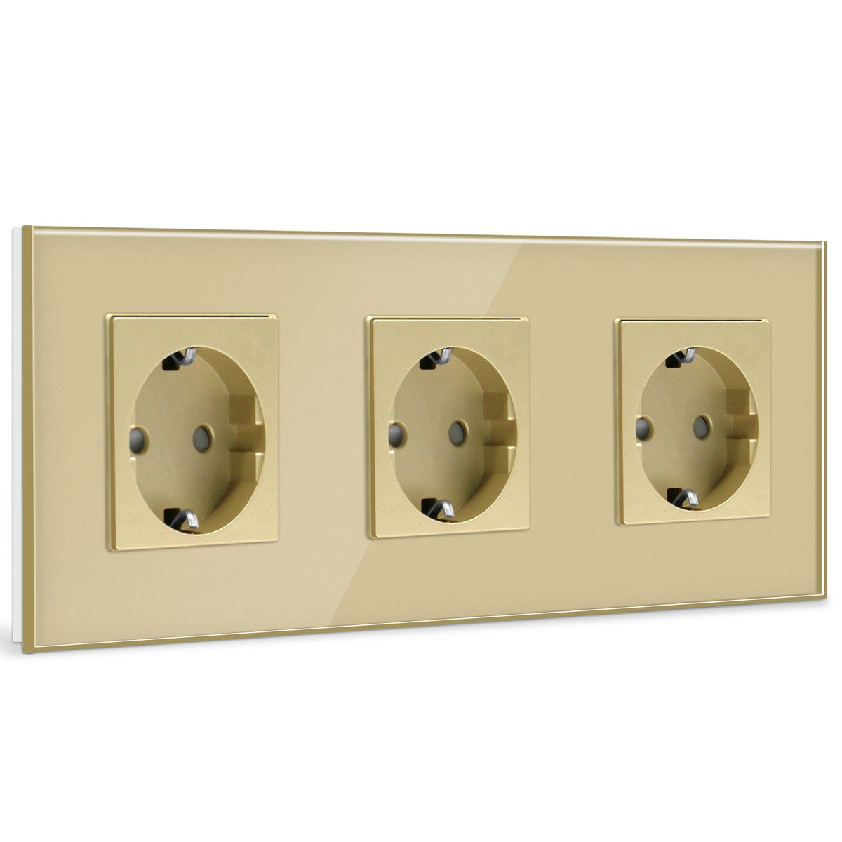 BSEED EU Wall Sockets Power Outlets Glass Panel 16A Power Outlets & Sockets Bseedswitch Gold Triple