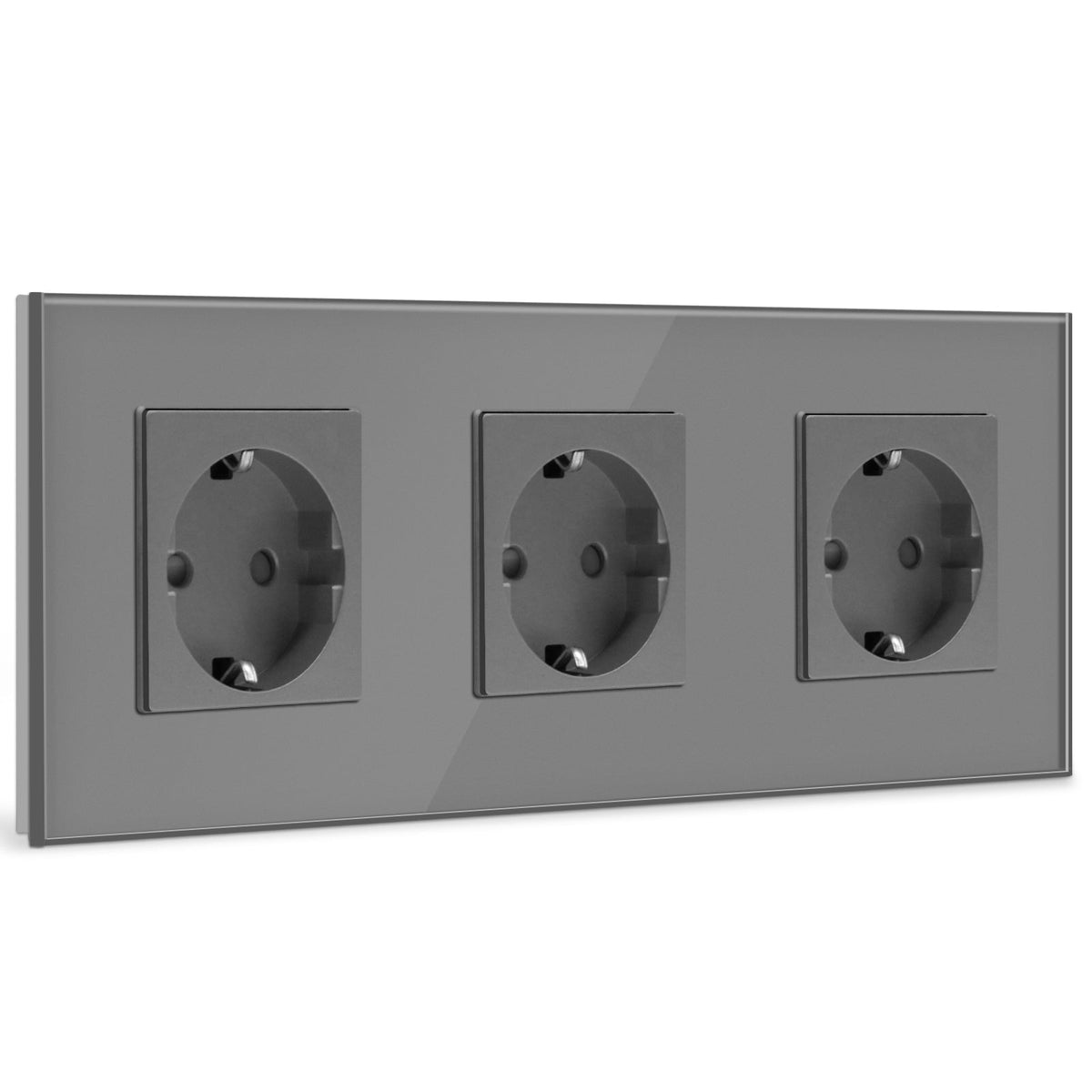 BSEED EU Wall Sockets Power Outlets Glass Panel 16A Power Outlets & Sockets Bseedswitch Grey Triple