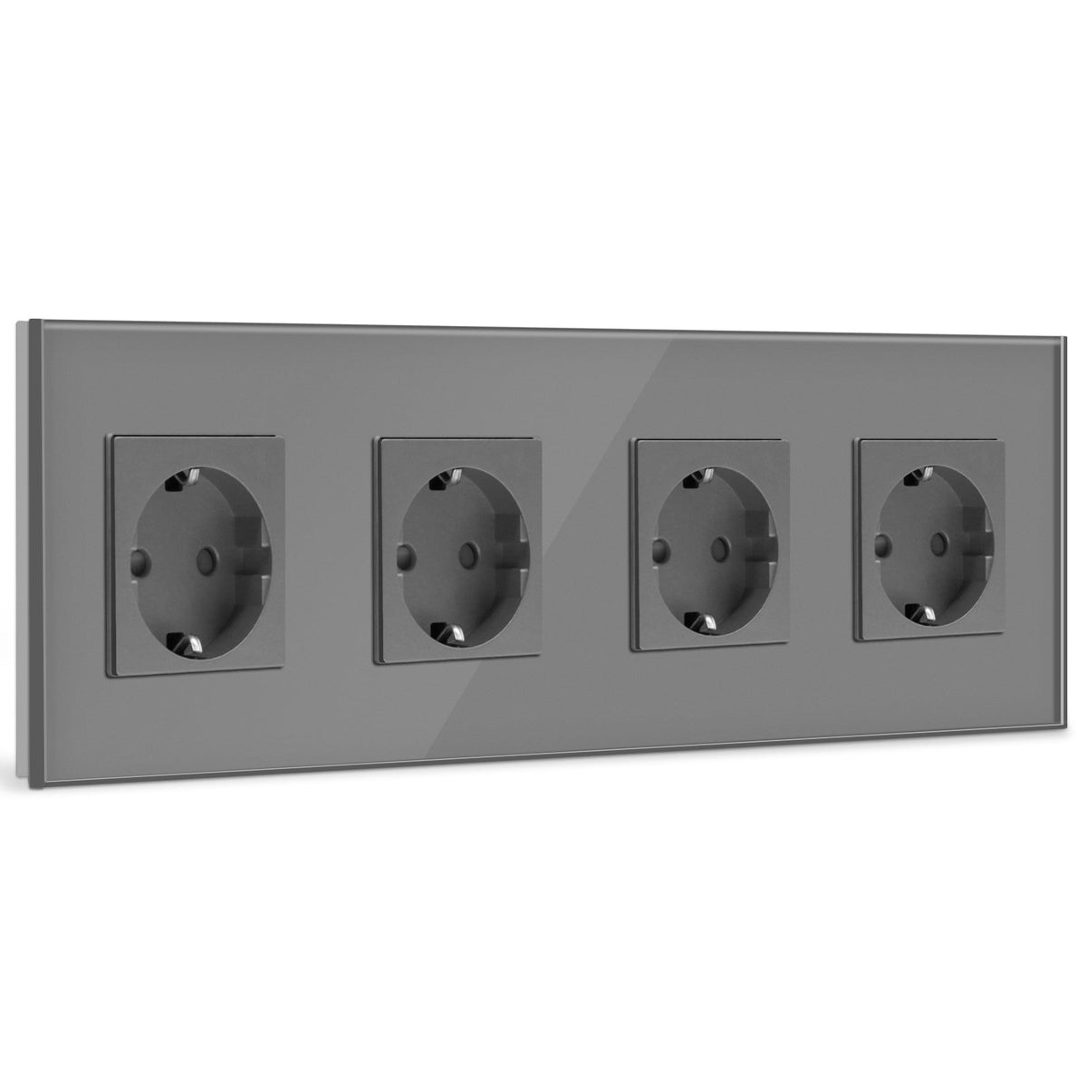 BSEED EU Wall Sockets Power Outlets Glass Panel 16A Power Outlets & Sockets Bseedswitch Grey Quadruple