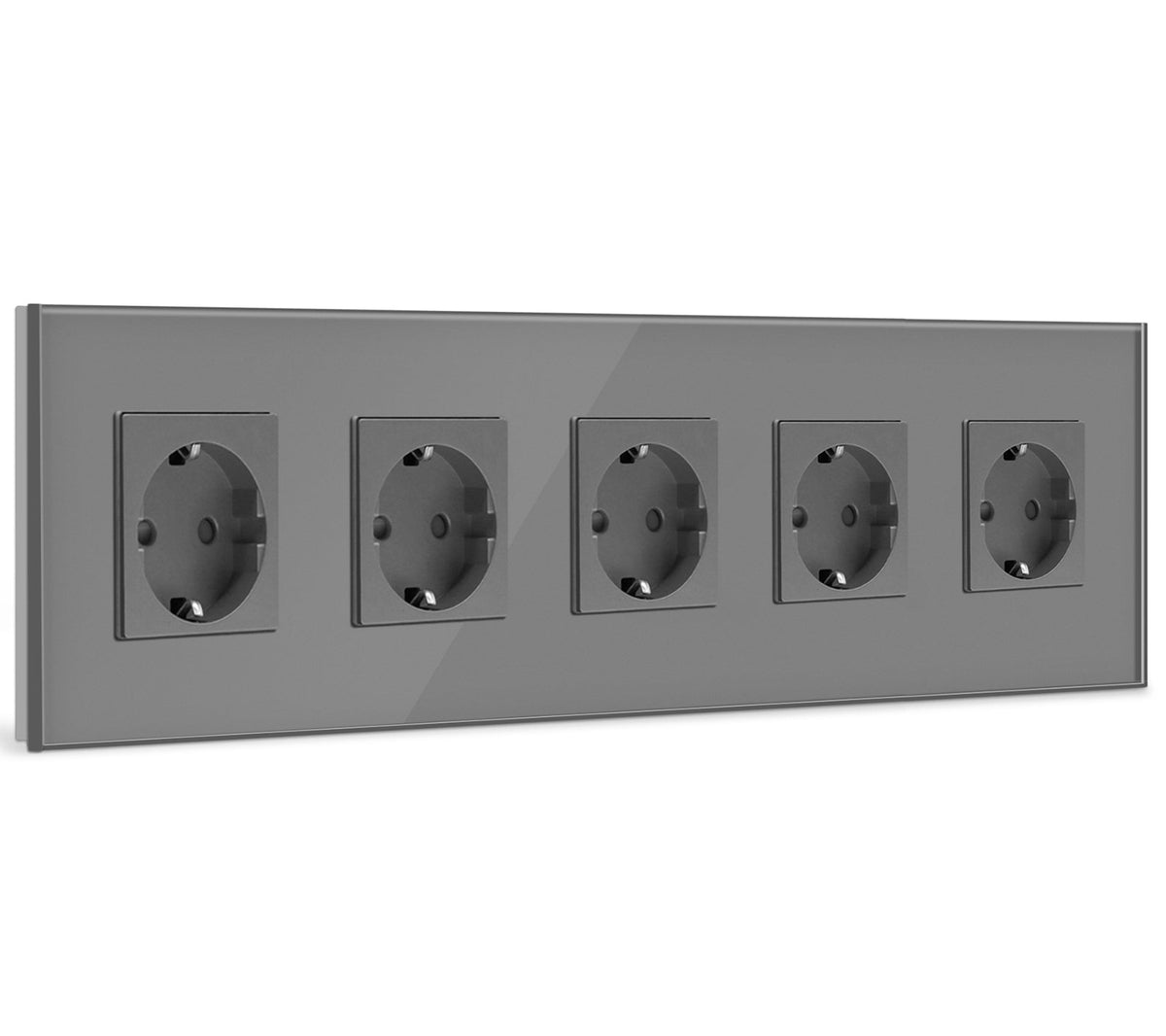 BSEED EU Wall Sockets Power Outlets Glass Panel 16A Power Outlets & Sockets Bseedswitch Grey Quintuple
