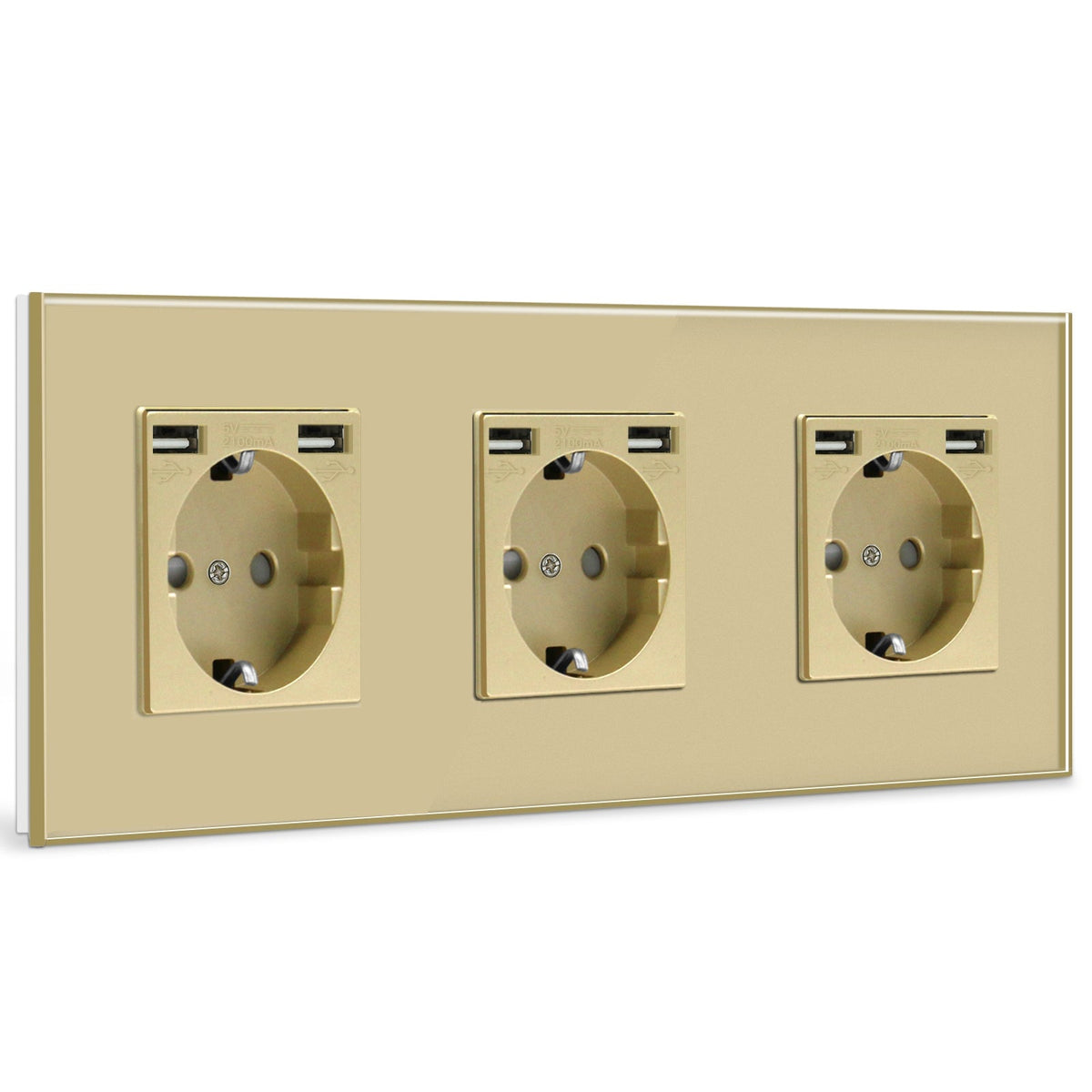 BSEED EU Sockets with 2.1A Double USB Port Interface Outlet Wall Socket Power Outlets & Sockets Bseedswitch Gold Triple