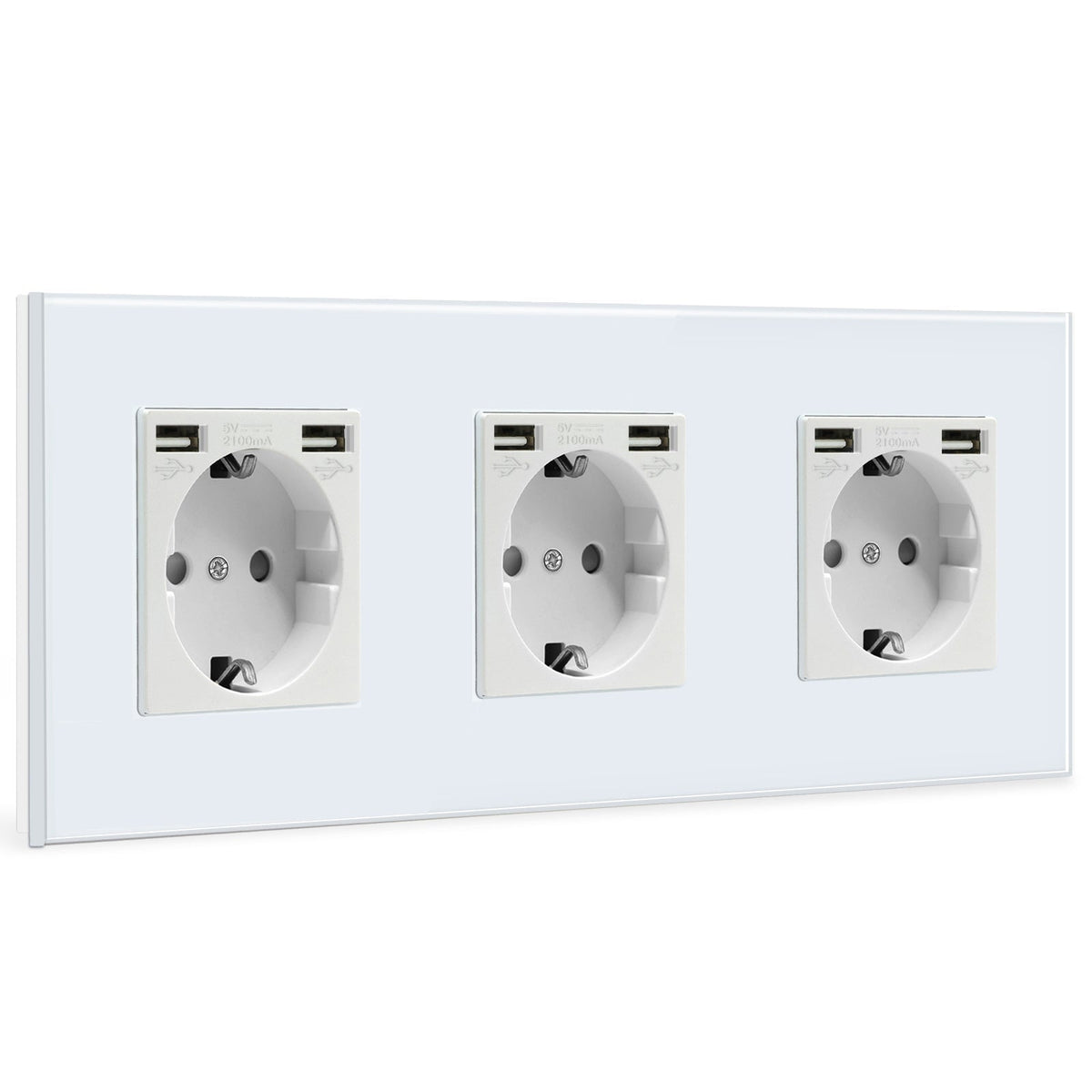 BSEED EU Sockets with 2.1A Double USB Port Interface Outlet Wall Socket Power Outlets & Sockets Bseedswitch White Triple