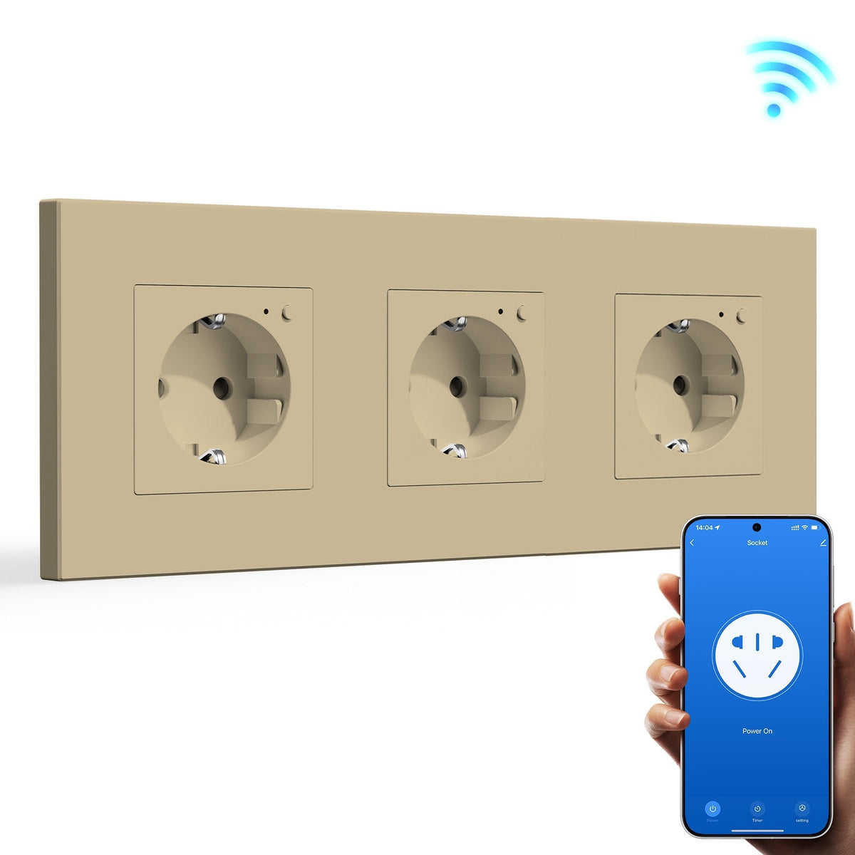 BSEED Wifi EU Wall Sockets Single Power Outlets Kids Protection Power Outlets & Sockets Bseedswitch gold Triple Plastic