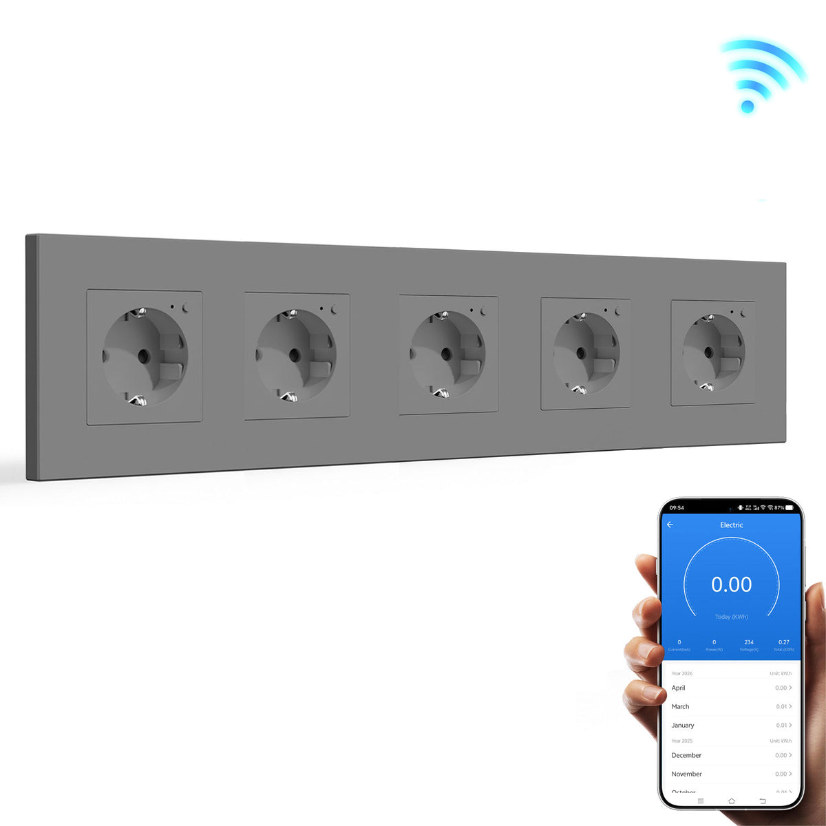 Bseed Tomadas de Parede Standard UE com Wi‑Fi e Monitorização de Energia