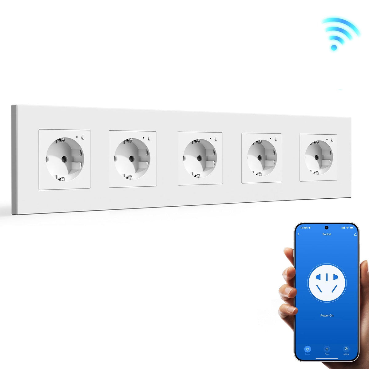 BSEED Wifi EU Wall Sockets Single Power Outlets Kids Protection Power Outlets & Sockets Bseedswitch white Quintuple Plastic