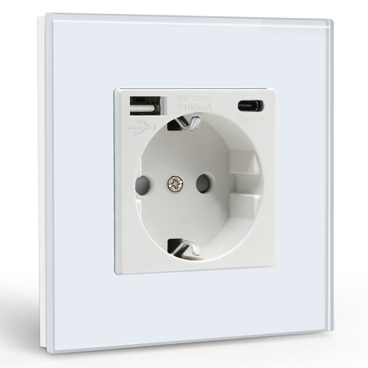 BSEED EU sockets with 2.1A Type-C Interface Outlet Wall Socket Power Outlets & Sockets Bseedswitch White Single