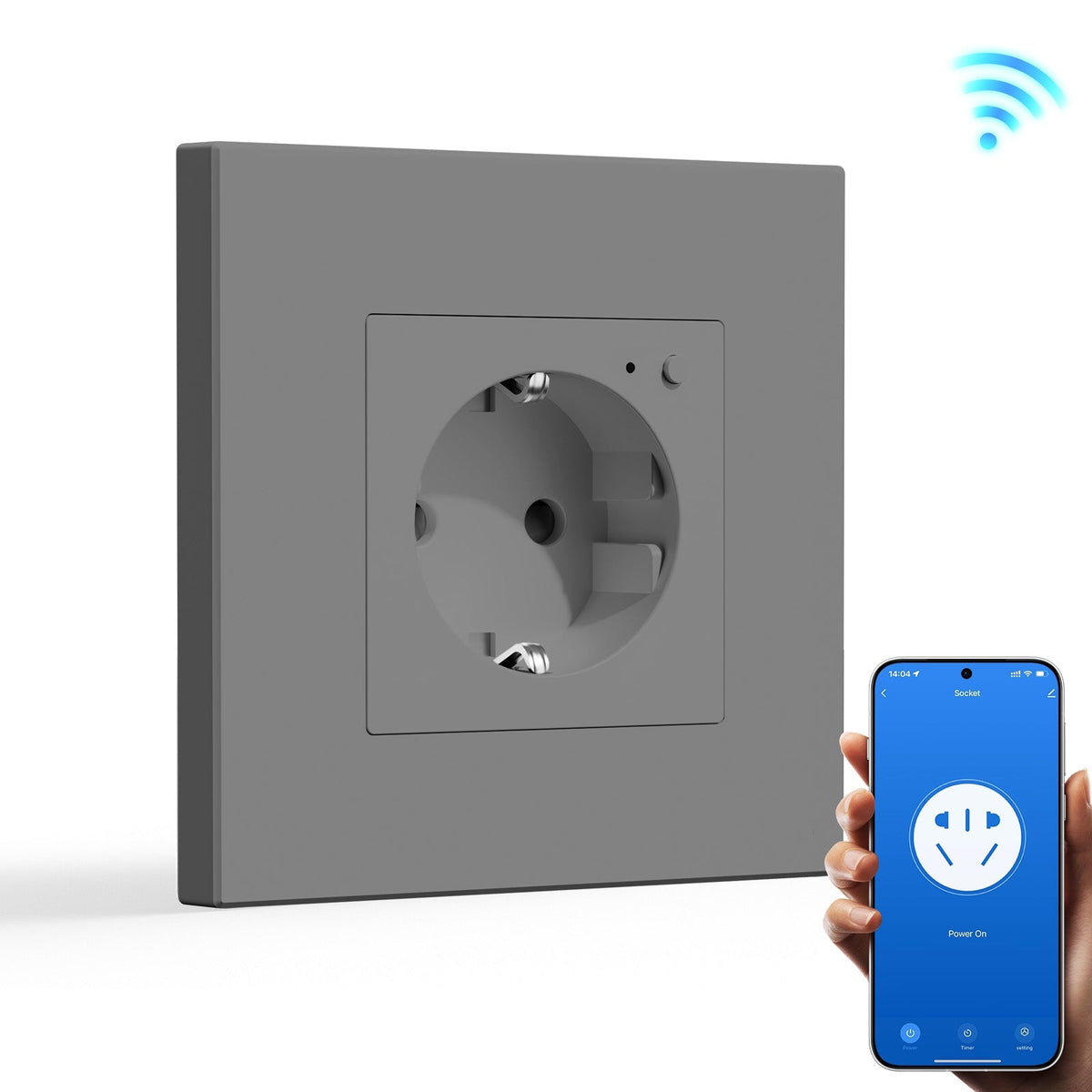 BSEED Wifi EU Wall Sockets Single Power Outlets Kids Protection Power Outlets & Sockets Bseedswitch grey Single Plastic