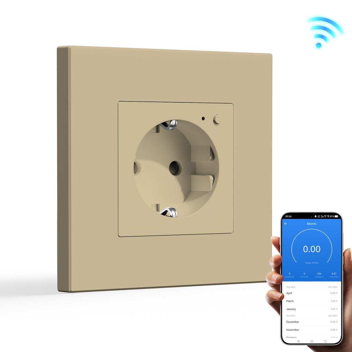 Bseed Tomadas de Parede Standard UE com Wi‑Fi e Monitorização de Energia
