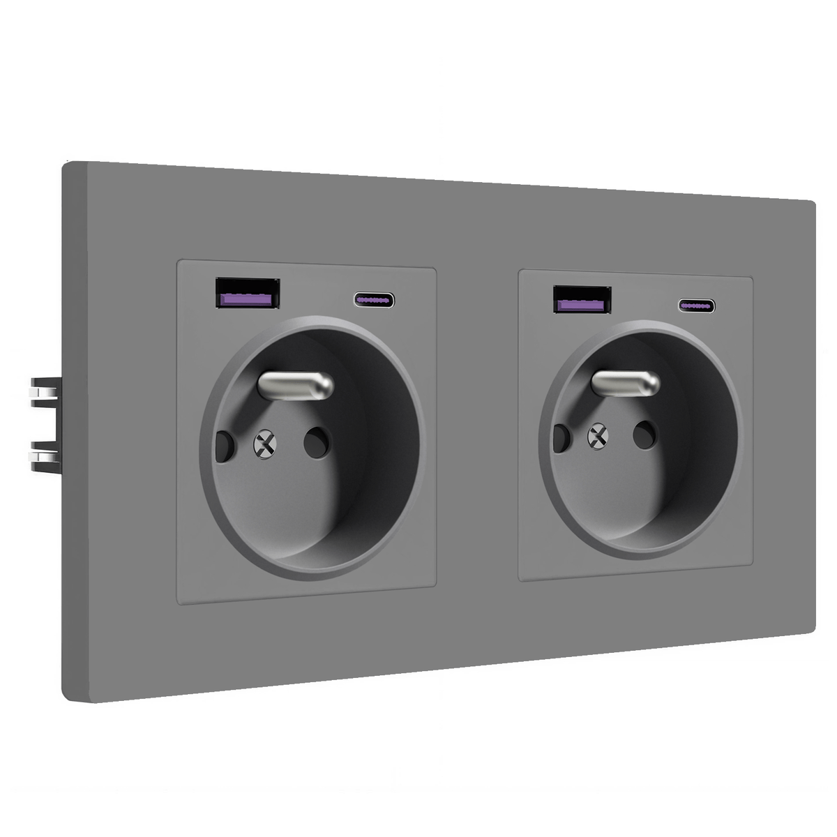 Tomada de Parede Francesa BSEED Heritage Series com USB-C de 20W, com Garras, Tomadas e Interruptores Bseedswitch