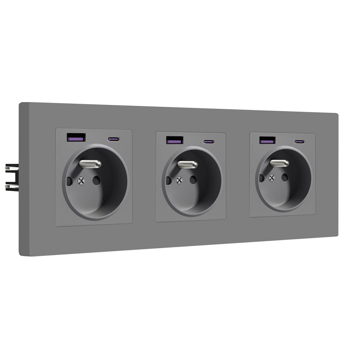 Tomada de Parede Francesa BSEED Heritage Series com USB-C de 20W, com Garras, Tomadas e Interruptores Bseedswitch