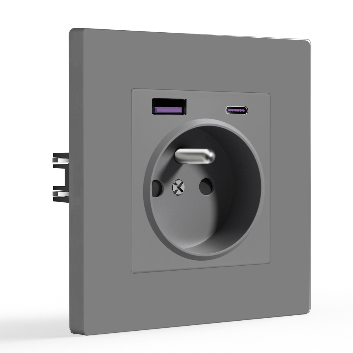 BSEED Heritage Series Tomada de Parede Francesa com USB-C de 20W, com Garras, Tomadas e Interruptores Bseedswitch