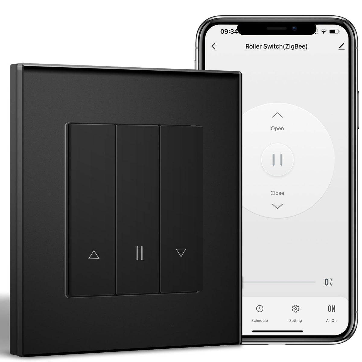 Bseed Echo Smart Wifi Blind Switch Roller Shutter Switch Work with Tuya Alex Google Assistant Home Automation Kits Bseedswitch Black