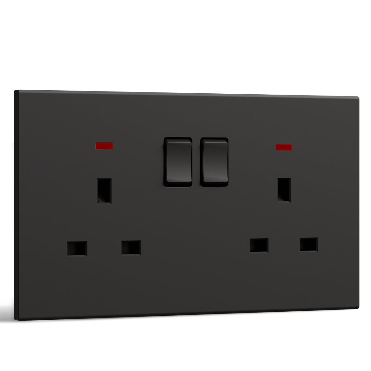 BSEED UK Standard 13A Socket Glossy plastic panel socket for home renovation switched socket for appliances Power Outlets & Sockets Bseedswitch black 1 PCS/Pack Double Socket