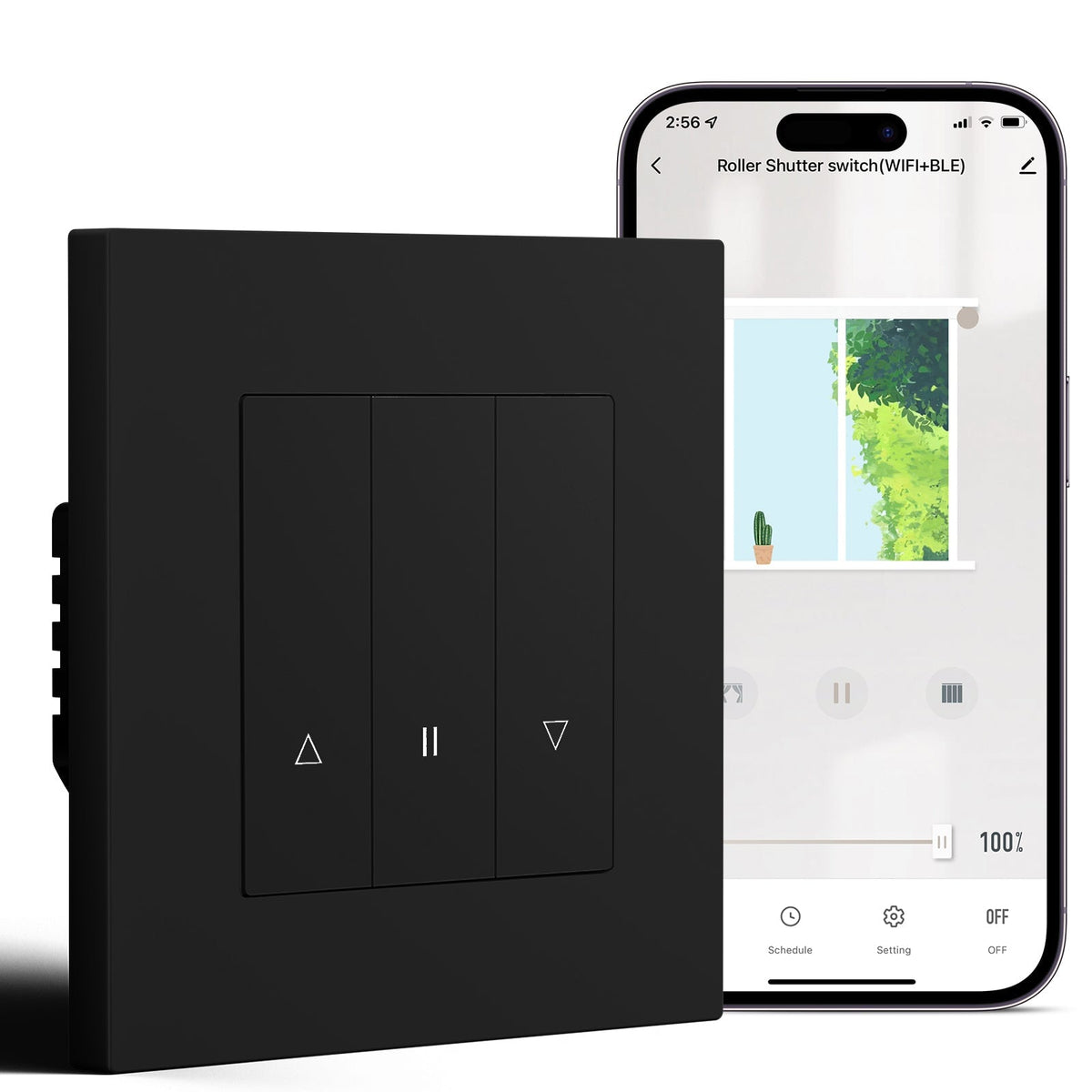 Bseed Echo Smart Wifi Roller Shutter Switch Work with Tuya Alex Google Assistant Blind Switch With Plastics Panel Shutters Bseedswitch Black