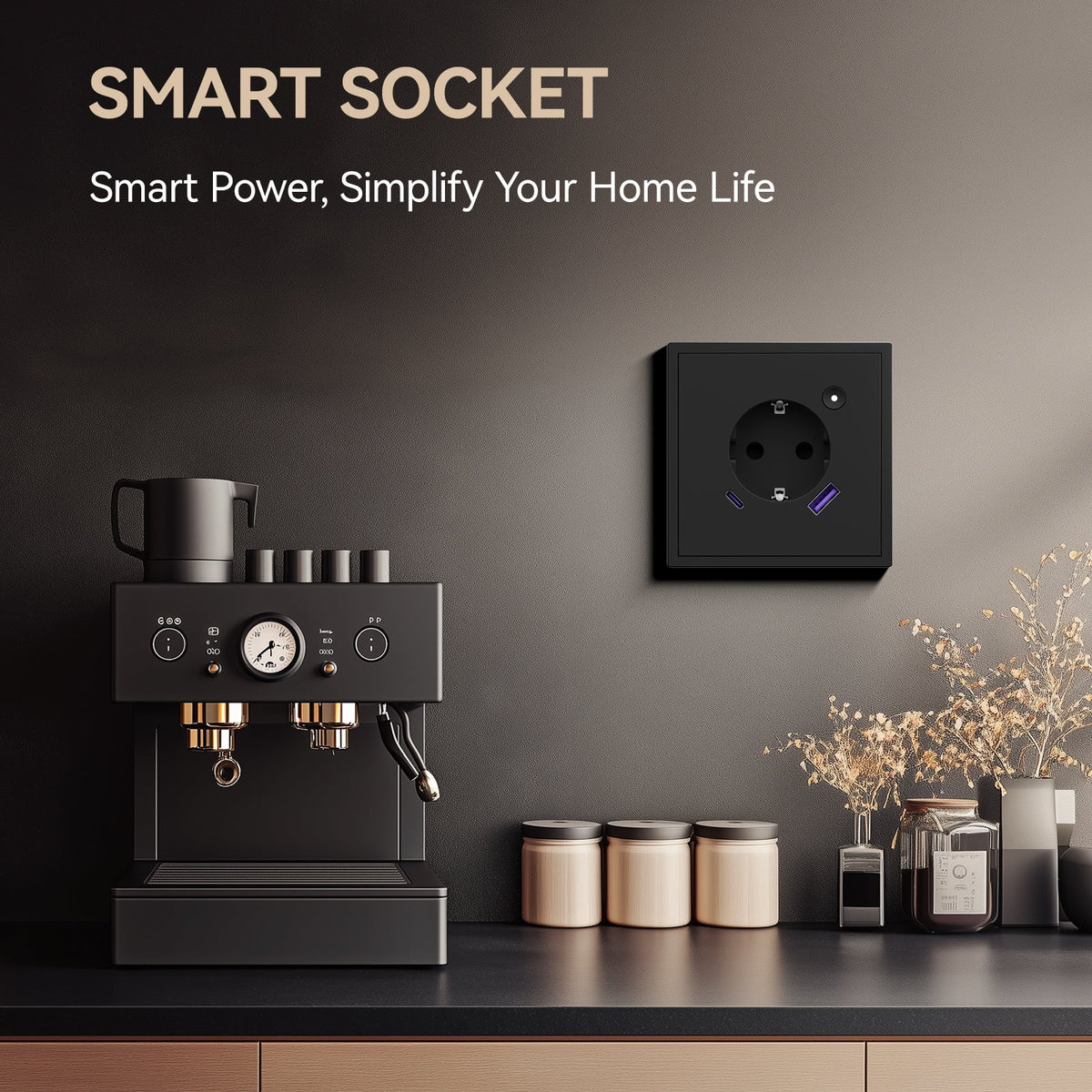 alt
BSEED Scale Series slimme wifi EU-stopcontact met PD 3.0 type-c 20W snellaad-USB-poort, ondersteunt energiebewaking en werkt met Alexa en Google Assistant, stopcontacten & contactdozen Bseedswitch
