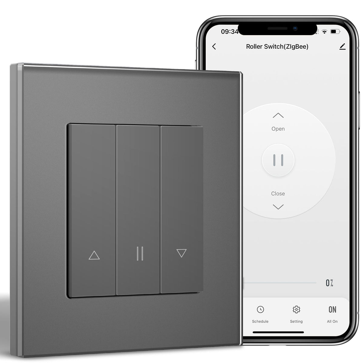 Bseed Echo Smart Wifi Blind Switch Roller Shutter Switch Work with Tuya Alex Google Assistant Home Automation Kits Bseedswitch Grey