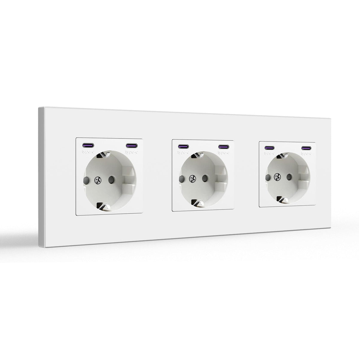BSEED EU sockets with 20W Double Type-C Interface Outlet Wall Socket Plastic Panel Power Outlets & Sockets Bseedswitch White Triple