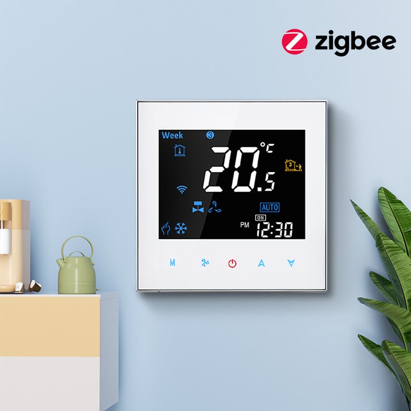 zigbee WiFi Smart Central Air Conditioner Temperature Controller Home Automation Kits Bseedswitch White 2 Pipe 3 Speed 