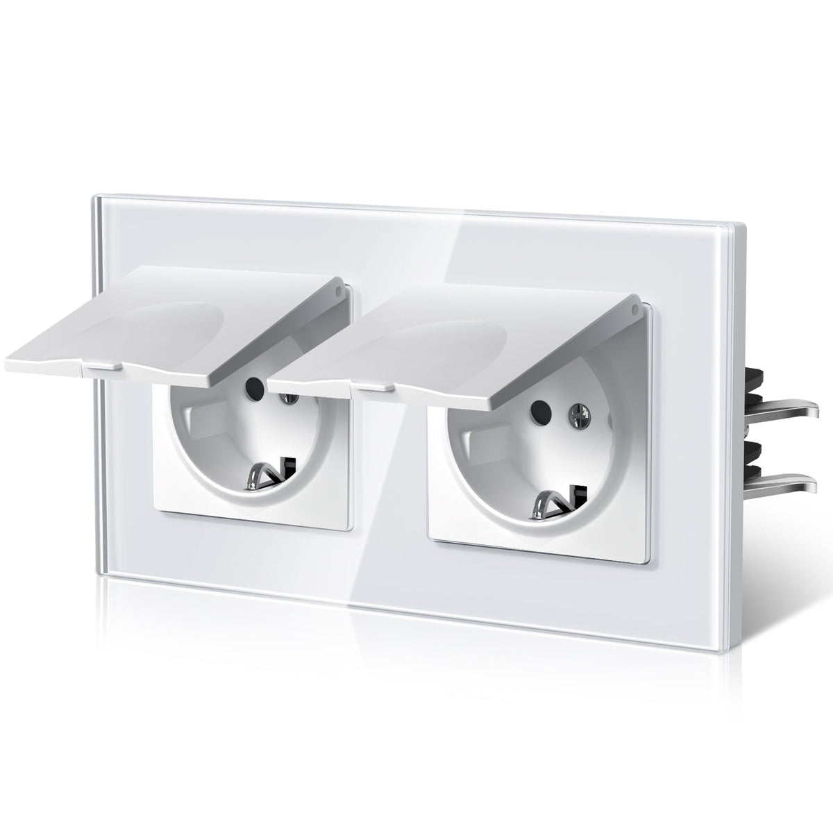 BSEED Heritage Series EU Wall Sockets With Cover Waterproof Electric Socket with Claw Technology 16A Socket Work With Type E Plug Power Outlets & Sockets Bseedswitch White Double