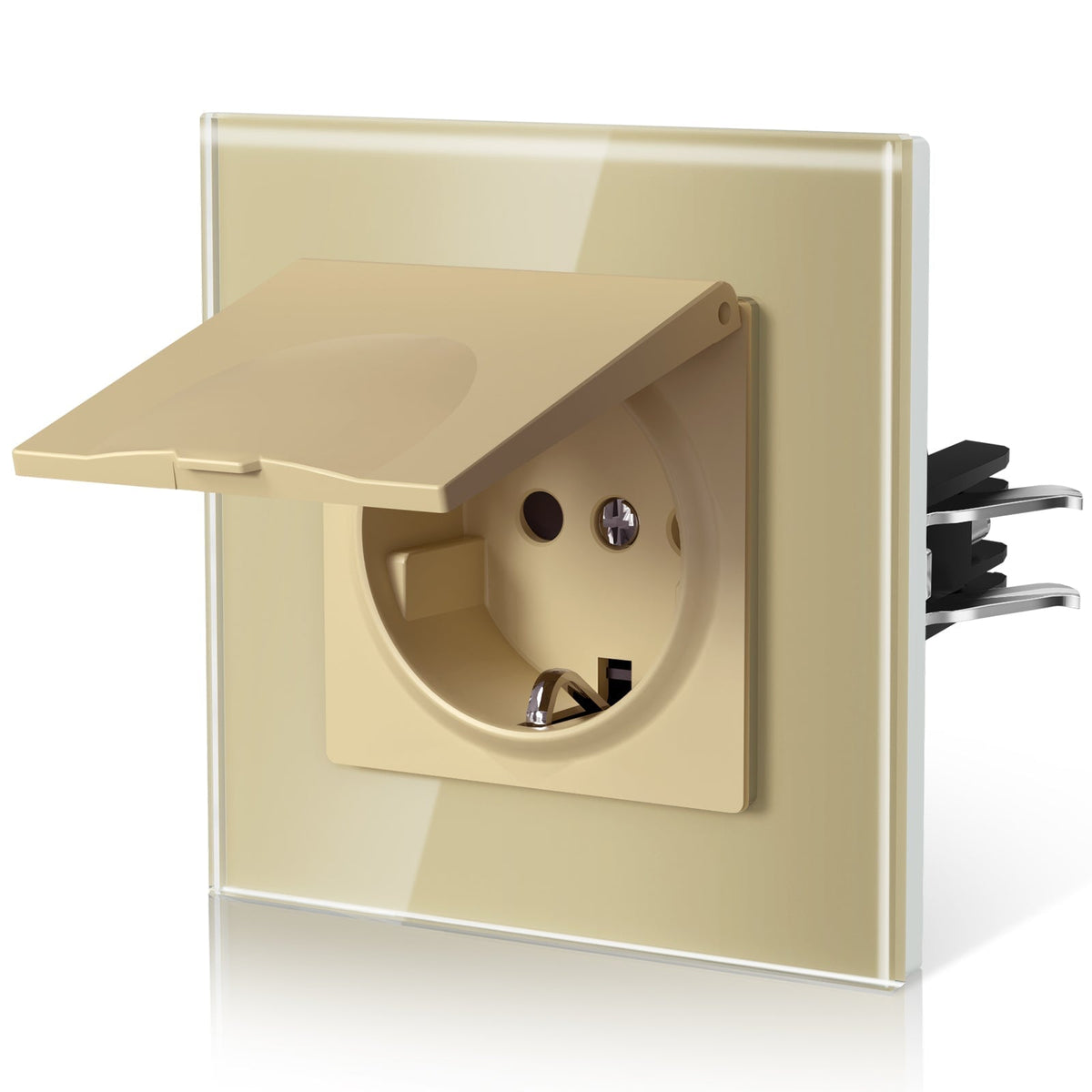 BSEED Heritage Series EU Wall Sockets With Cover Waterproof Electric Socket with Claw Technology 16A Socket Work With Type E Plug Power Outlets & Sockets Bseedswitch Gold Single