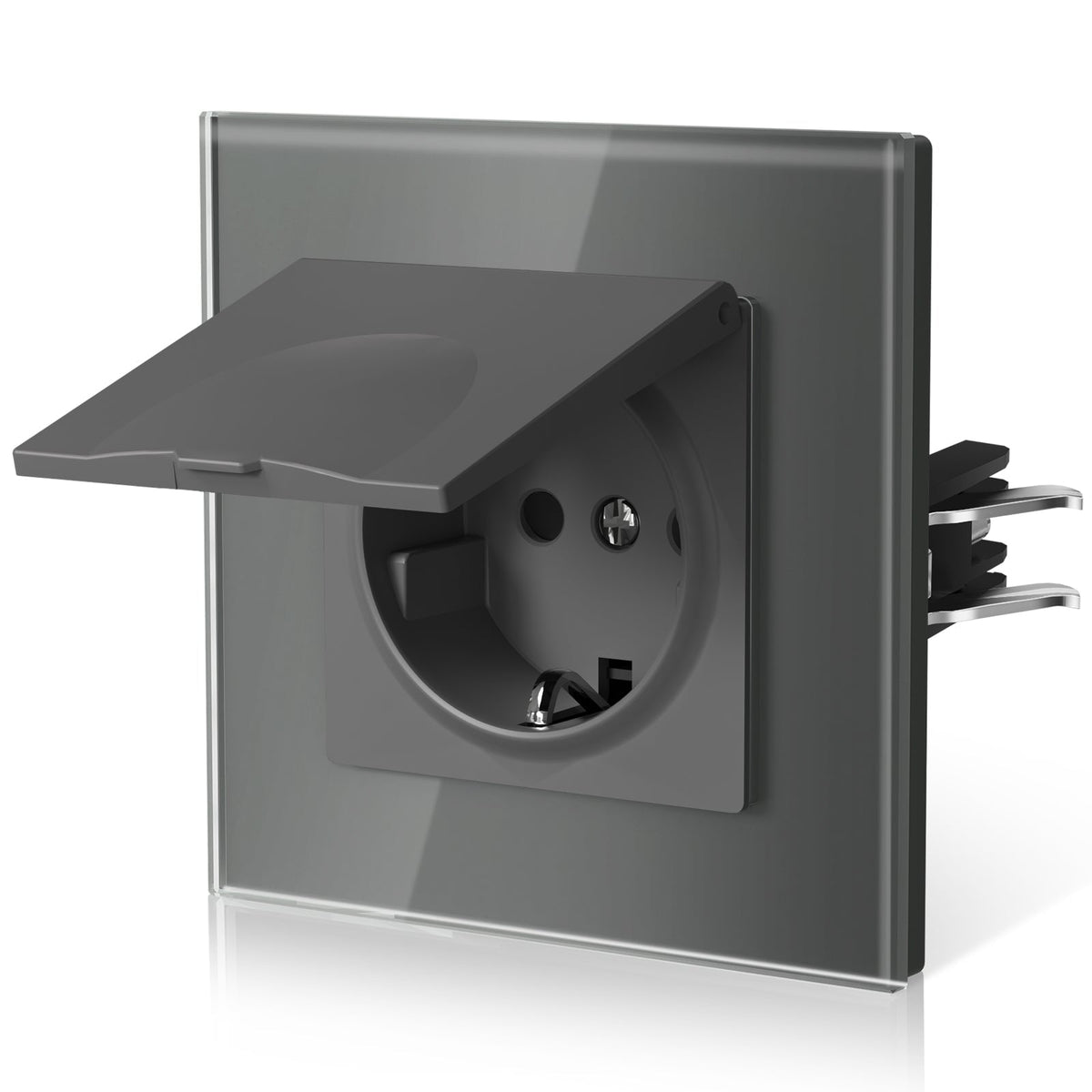 BSEED Heritage Series EU Wall Sockets With Cover Waterproof Electric Socket with Claw Technology 16A Socket Work With Type E Plug Power Outlets & Sockets Bseedswitch Grey Single