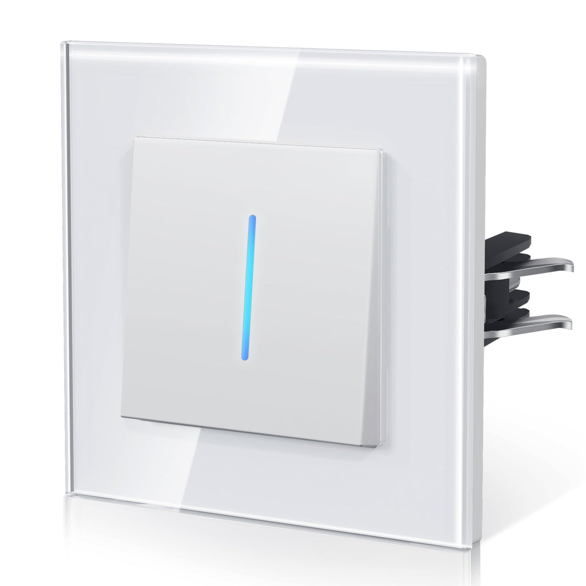 Bseed Echo Series Automatic rebound Light wall Switch Glass Panel 1 Way Switch With Clamping technology with Neon Light Switches Bseedswitch White 1 Gang 1 way