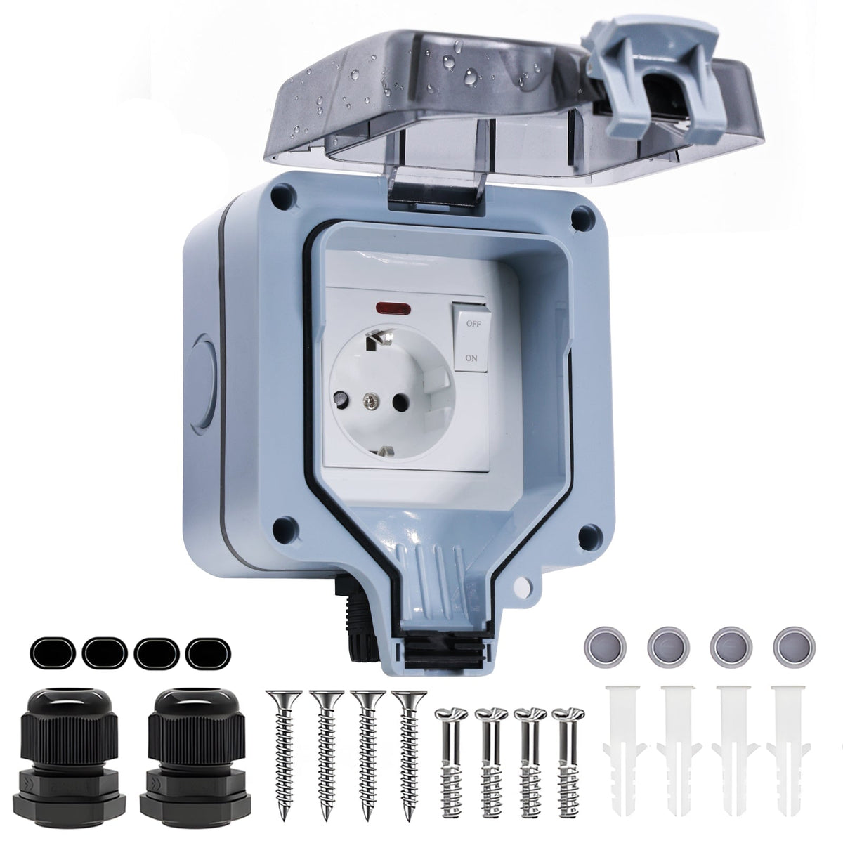 Bseed Waterproof Socket EU Standard Socket Outdoor Socket IP66 Socket Power Outlets & Sockets Bseedswitch 1 Socket