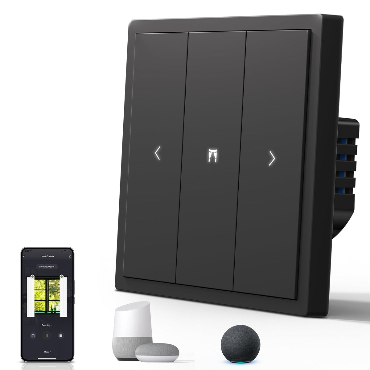 BSEED Scale Smart Zigbee Curtain Switch Work With Alex Google Assistant Light Switches Bseedswitch Black 1 PCS/Pack