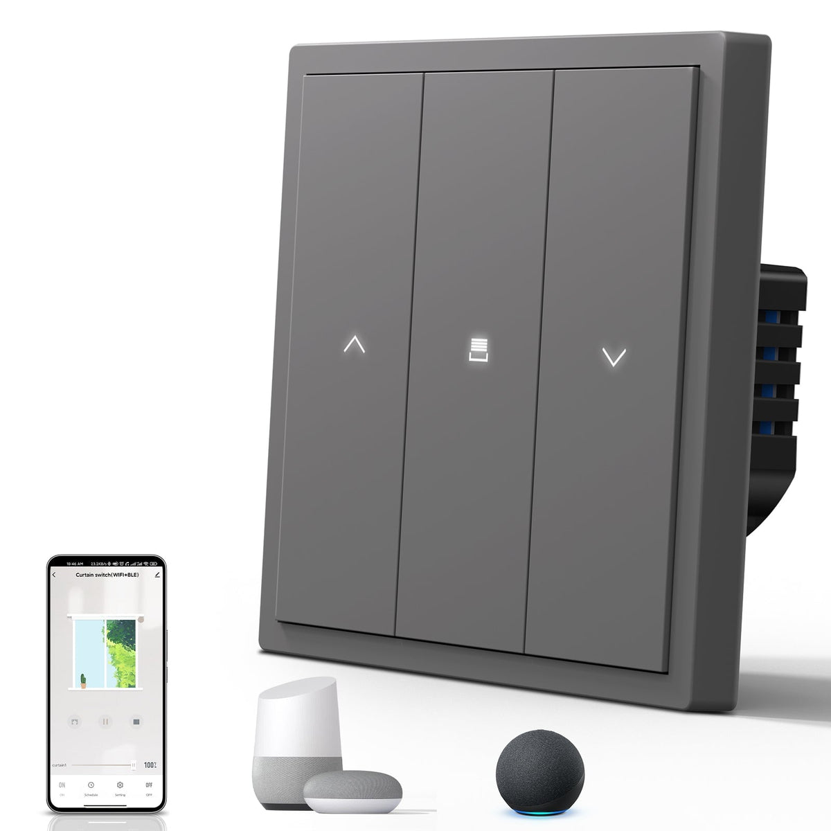 BSEED Scale Smart Zigbee Roller Shutter Blind Switch Control By Tuya Smart Or Life Light Switches Bseedswitch Grey 1 PCS/Pack