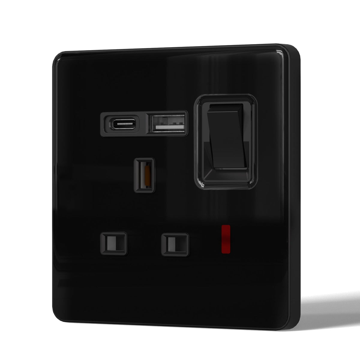 BSEED UK Standard 13A Socket with USB-C Port Electrical switch sockets for G-type plugs Power Outlets & Sockets Bseedswitch black 1 PCS/Pack Single Scoket