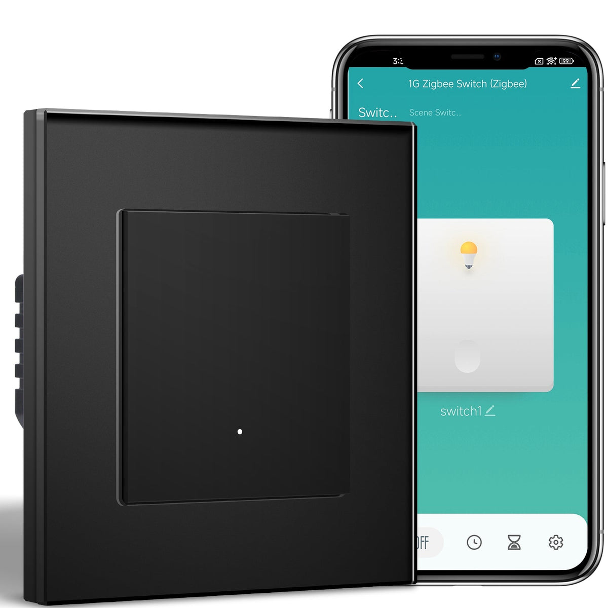 BSEED Smart Zigbee Light Switch (With Neutral) Hub required Switch work with tuya Alexa Light Switches Bseedswitch Black 1 Gang