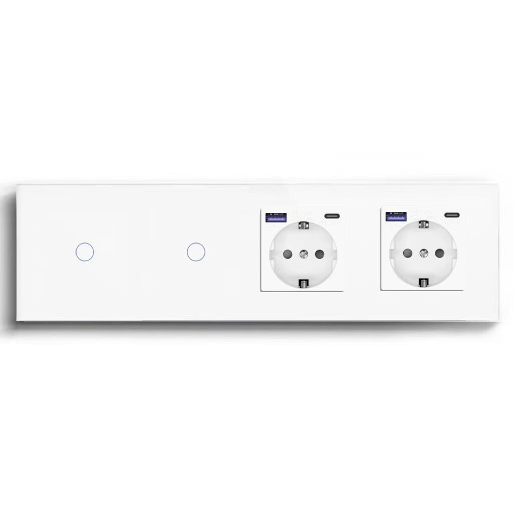 BSEED Product Customization Bseedswitch double zigbee 1gang switch with double eu socket with fast charge USB-C port
