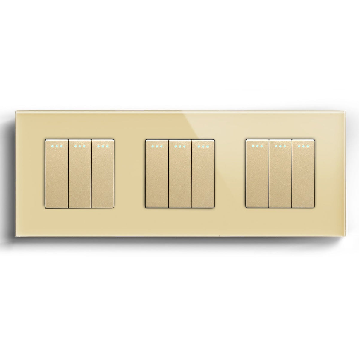 Bseed Mechanical Button Light Switch 1way Switch 228mm Light Switches Bseedswitch Gold 1Gang+1Gang+1Gang