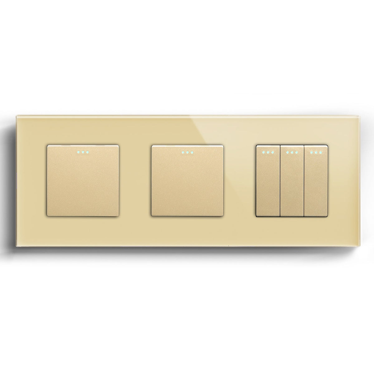 Bseed Mechanical Button Light Switch 1way Switch 228mm Light Switches Bseedswitch Gold 1Gang+1Gang+3Gang