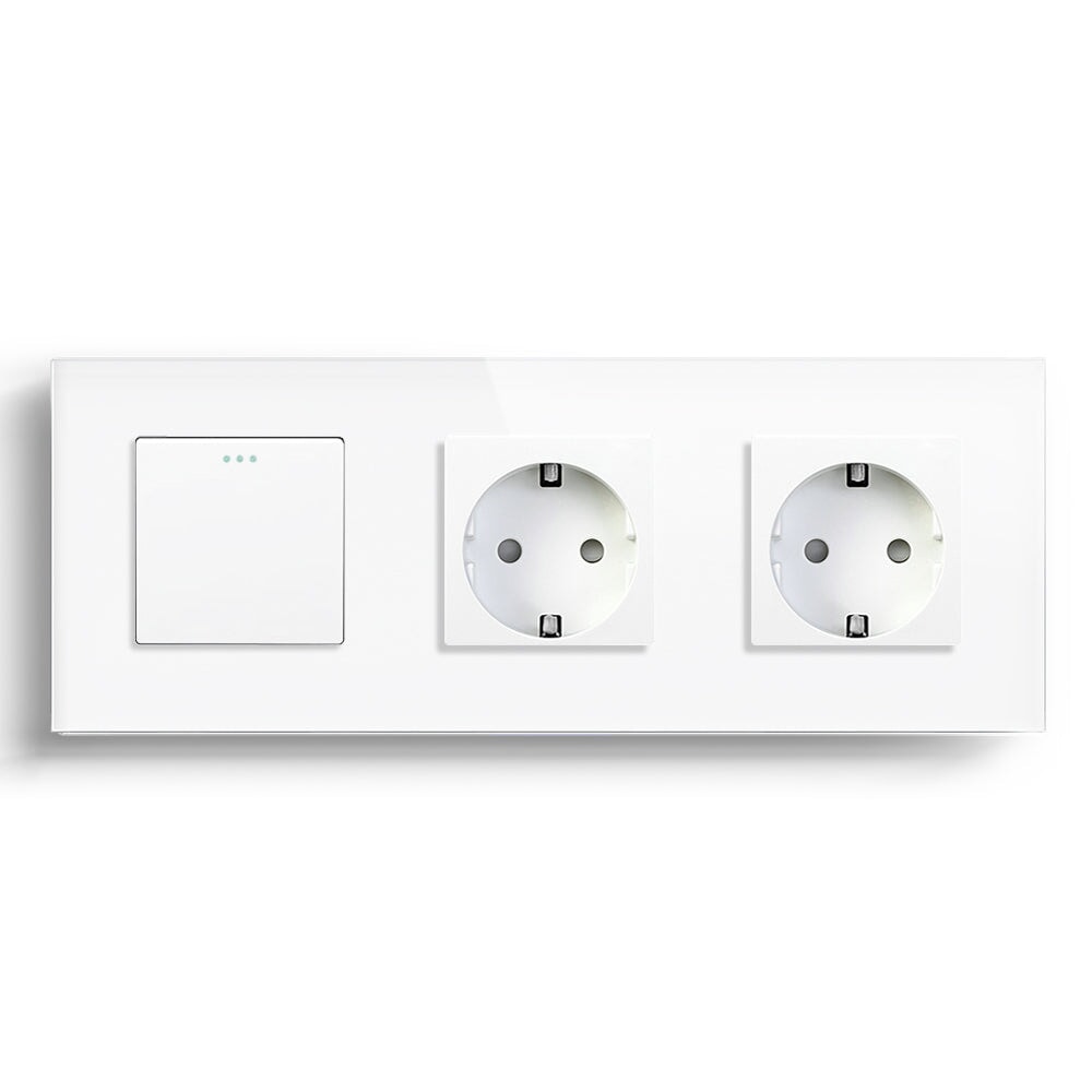 BSEED 1/2/3 Gang 1/2 Way Light Switch With Normal Eu Socket Power Outlets & Sockets Bseedswitch