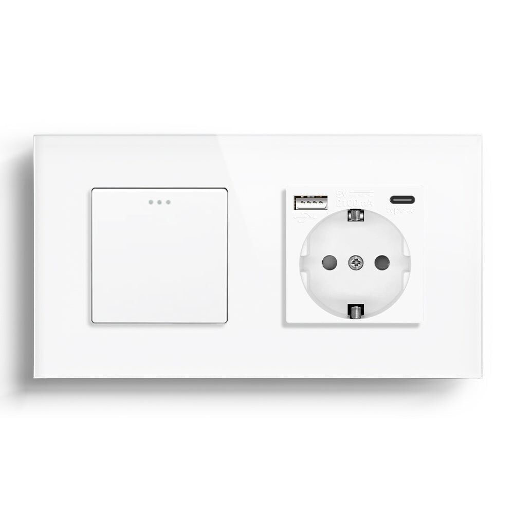 BSEED Mechanical 1/2/3 Gang 1/2Way Touch Light Switch With Normal Eu Socket with typcs-c Power Outlets & Sockets Bseedswitch