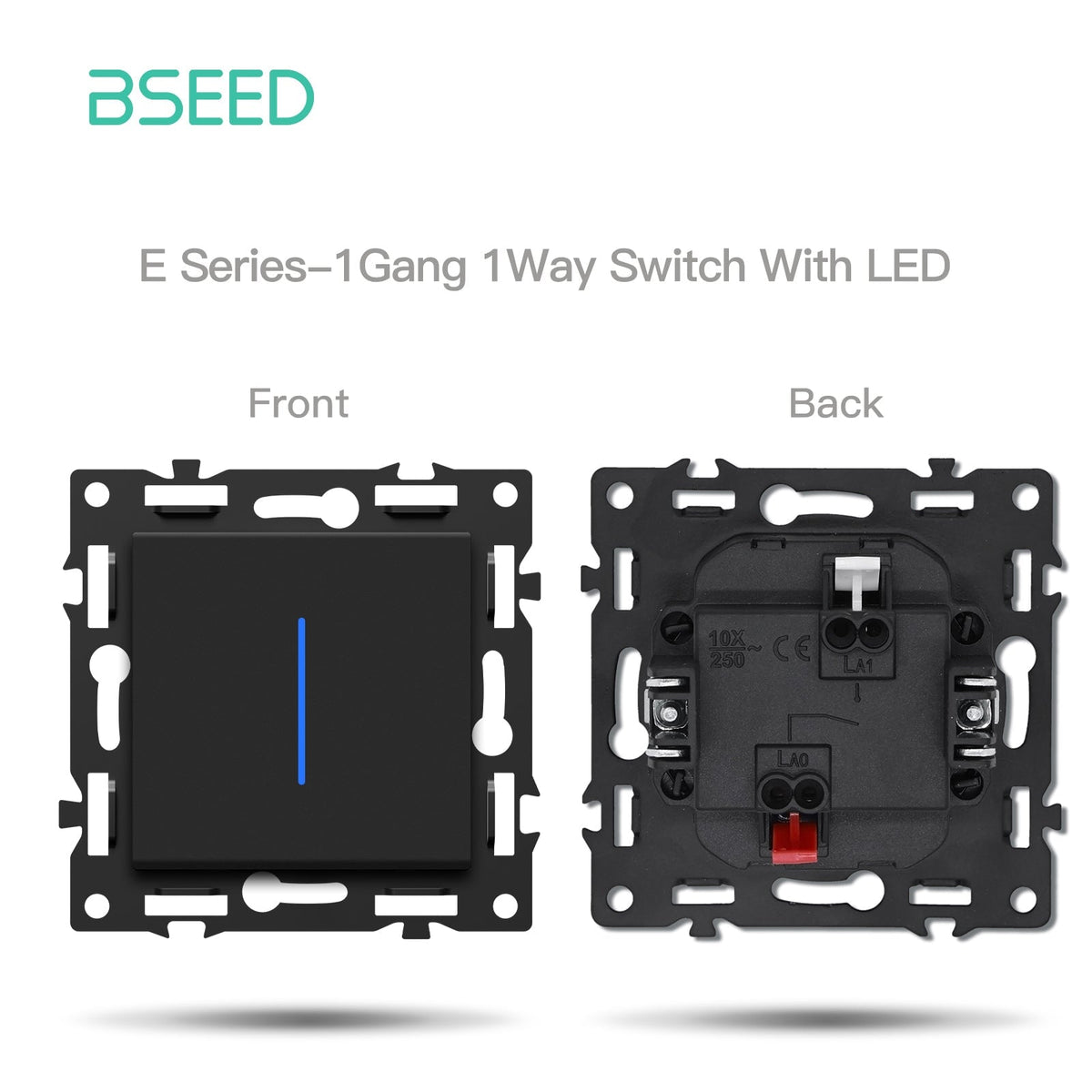 BSEED DIY Part Customized Free Combinations Mechanical Switch Socket Insert Black Color Crystal Glass Panel Light Switches Bseedswitch 1 Gang 1 Way Switch With Neon