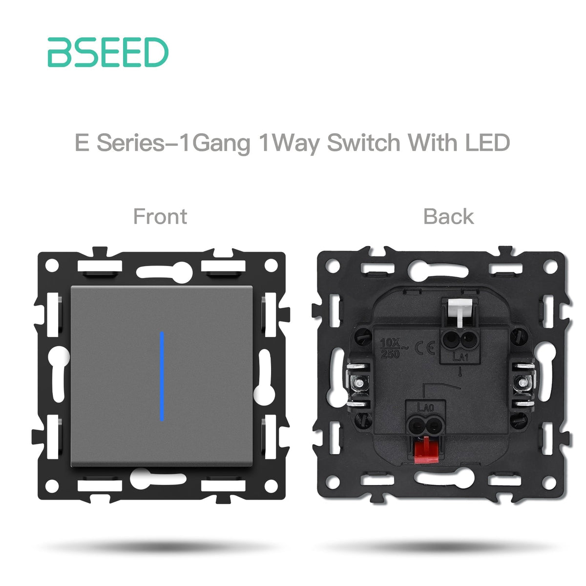 BSEED DIY Part Customized Free Combinations Mechanical Light Switch Wall Socket Insert Grey Color Crystal Glass Panel Light Switches Bseedswitch 1 Gang 1 Way Switch With Neon