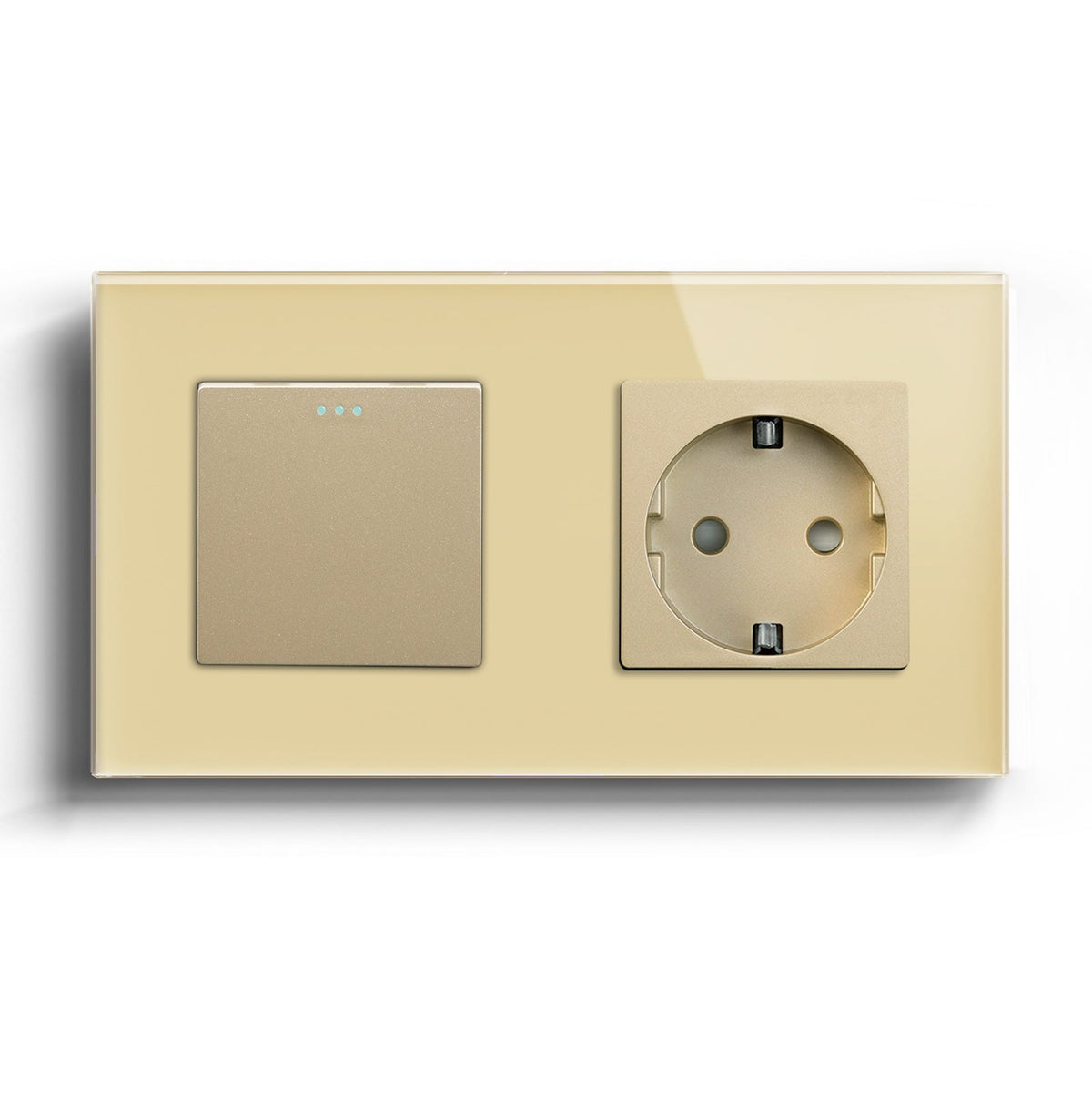 BSEED Mechanical 16A 1/2 Way Touch Light Switch With Normal Eu Socket Power Outlets & Sockets Bseedswitch Gold 1Gang 1Way
