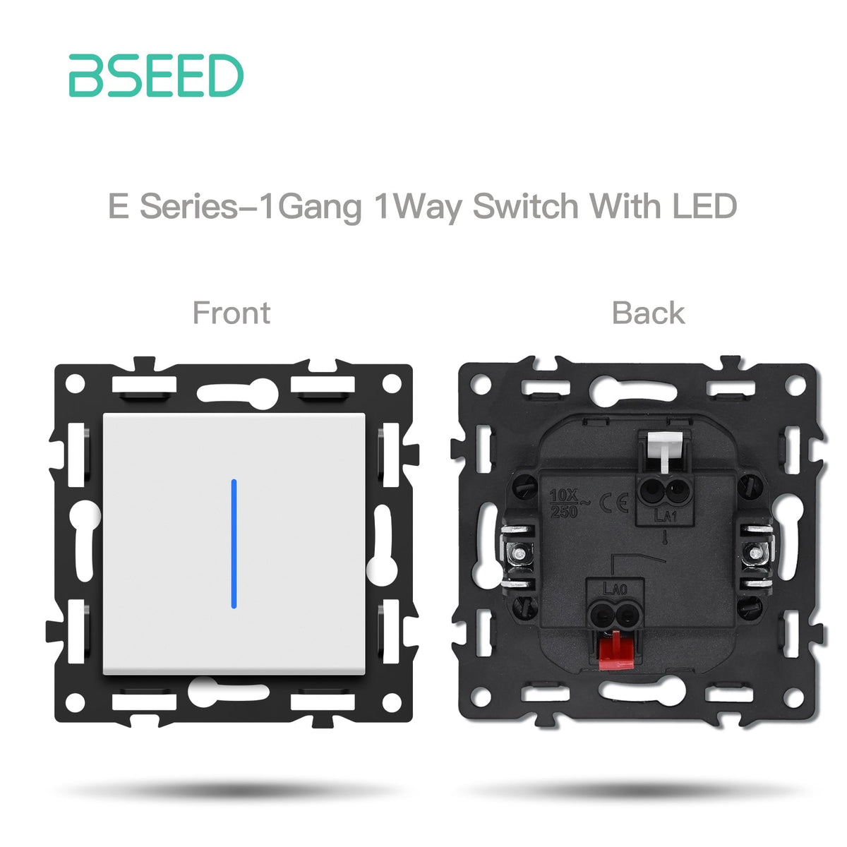 BSEED DIY Part Customized Free Combinations Mechanical Switch Socket Insert White Color Crystal Glass Panel Light Switches Bseedswitch 1 Gang 1 Way Switch With Neon
