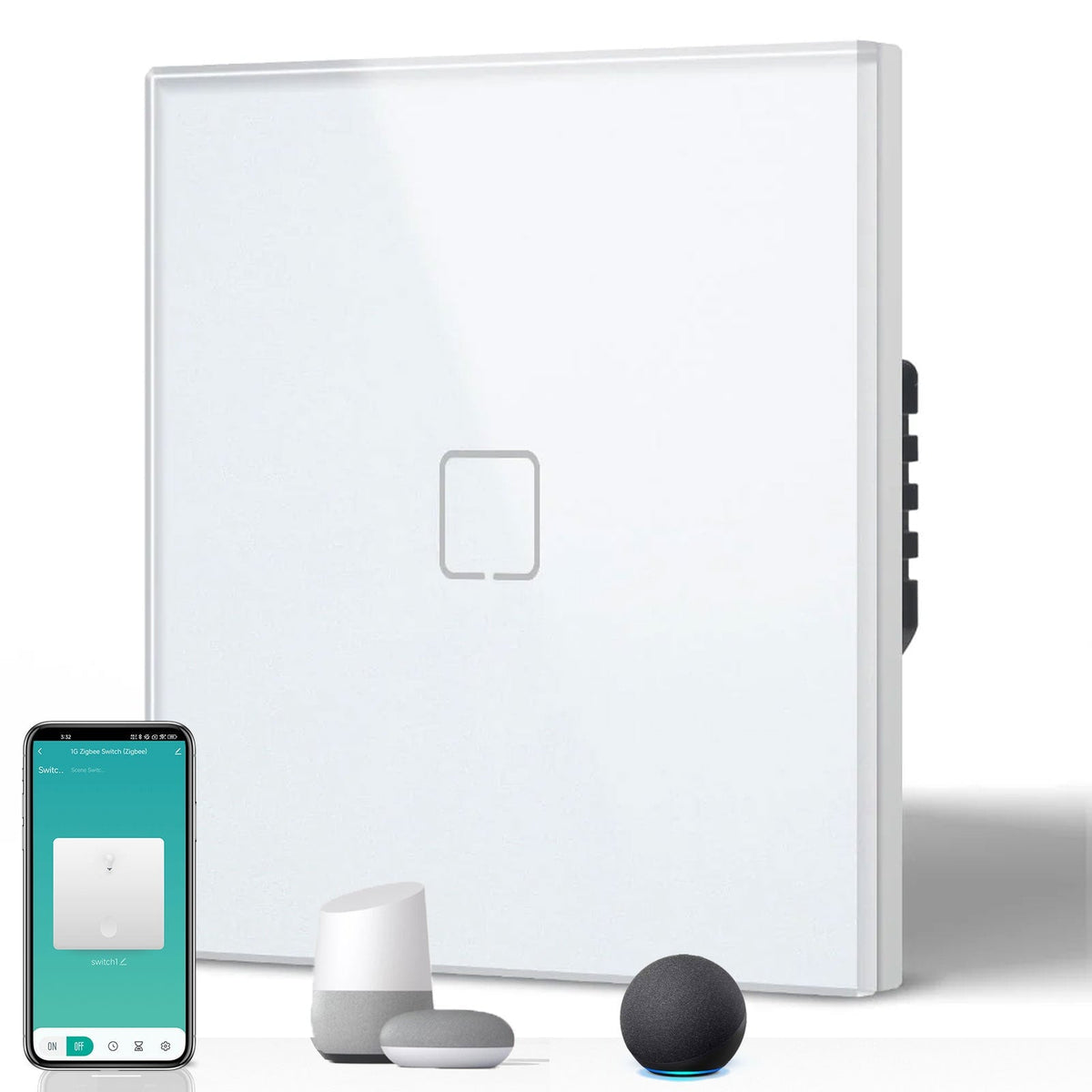 Echo Serie Smart Zigbee Light Switch (With Neutral) Glass Panel Light Switches Bseedswitch